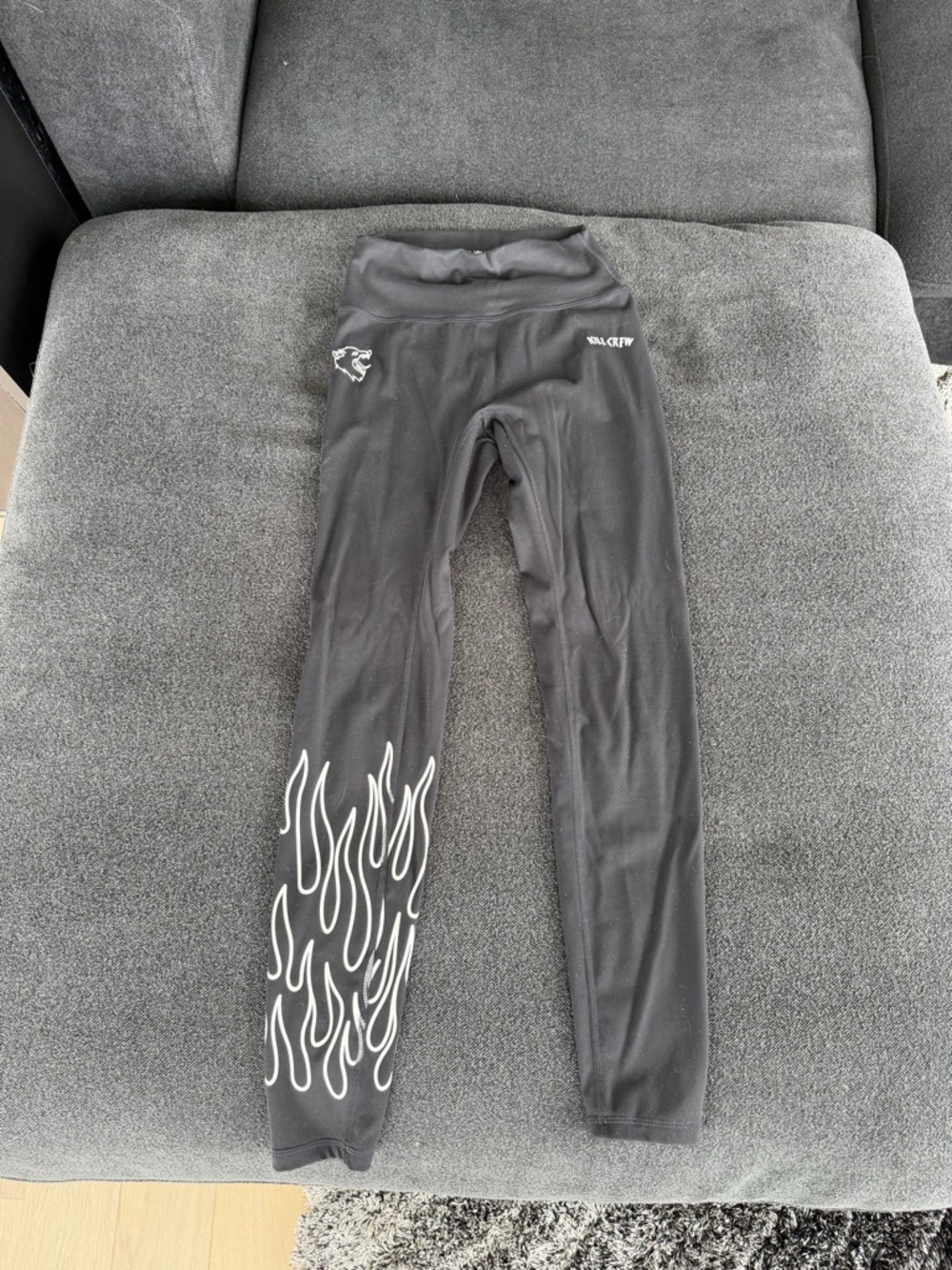 Kill Crew Black Leggings with White Flame Graphic